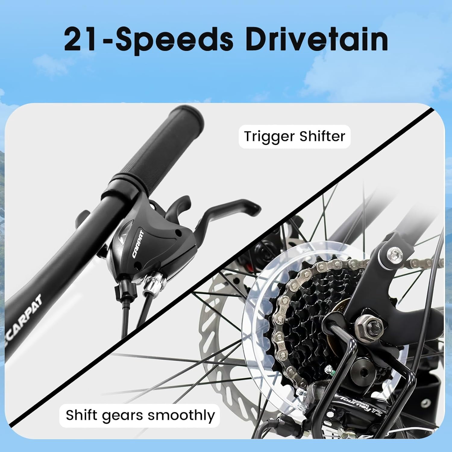 Ambifirner High Timber Mountain Bike for Adult 26 Inch Wheels, 21 Speeds, Front Suspension, Aluminum and Steel Frame Options