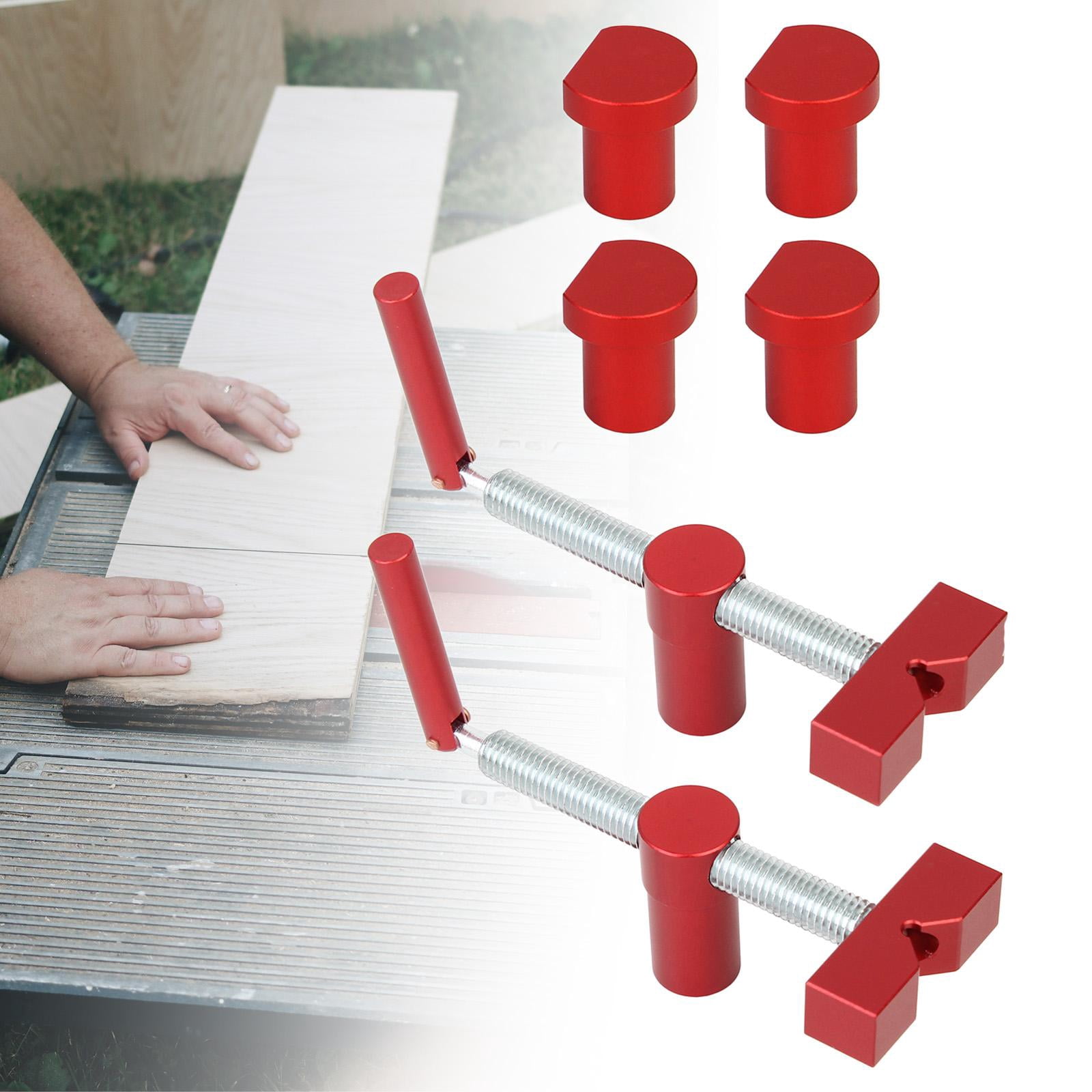 figatia 3/4'' Dog Hole Clamp Adjustable 20mm Dog Holes Stop Desktop Clip 2pcs Red with 4 dog