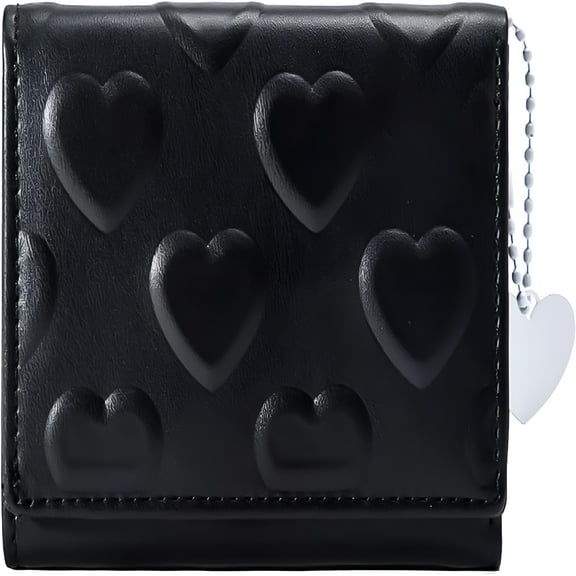 GASTROPOD Womens Wallet Small Trifold Slim Leather Cute Wallet Cash Pocket with Heart Chain Coin Purse ID Window Card Holder for Girls and Ladies (Purple)