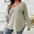 thumbnail image 2 of MIASHUI Women's V Neck Brushed Pullover Sweater Soft Casual Long Sleeve Tops for Autumn Winter Fashion Grey, 2 of 4