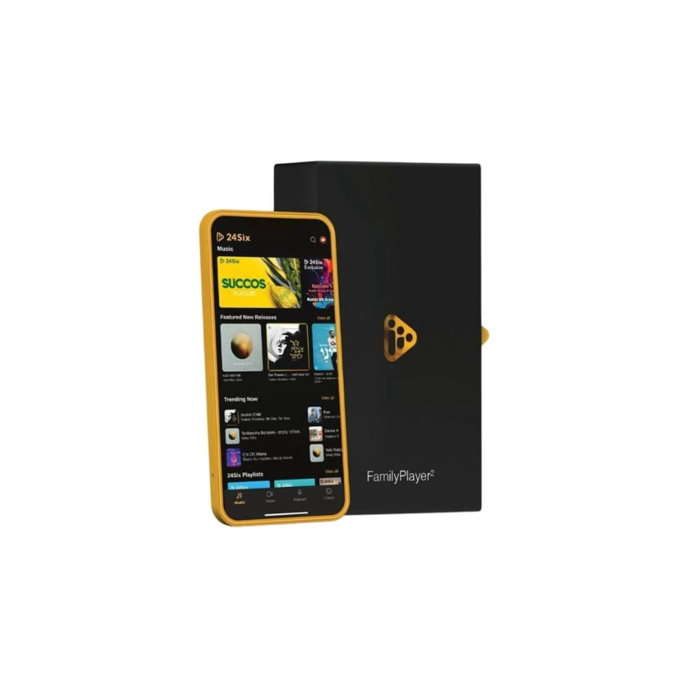 24Six Family Player 2 Kosher Media Player with 64GB Storage (Black/Orange )