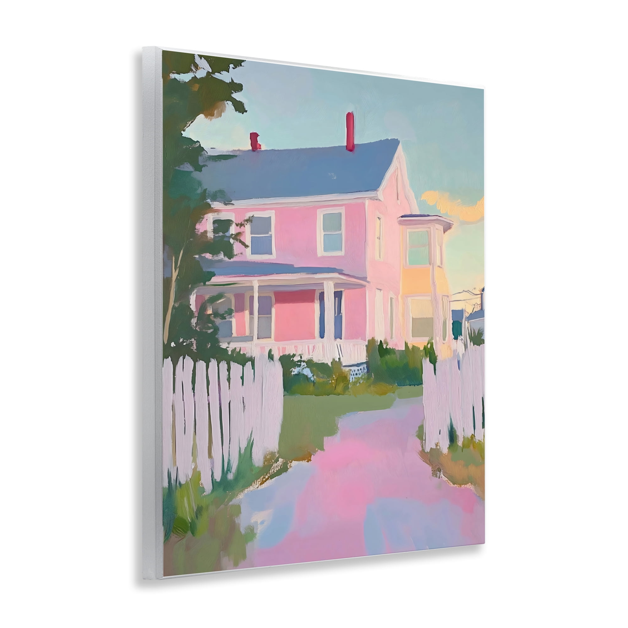 Stupell Industries Pastel Pink House with Fence Wall Plaque Art, design by The Prints Vibe