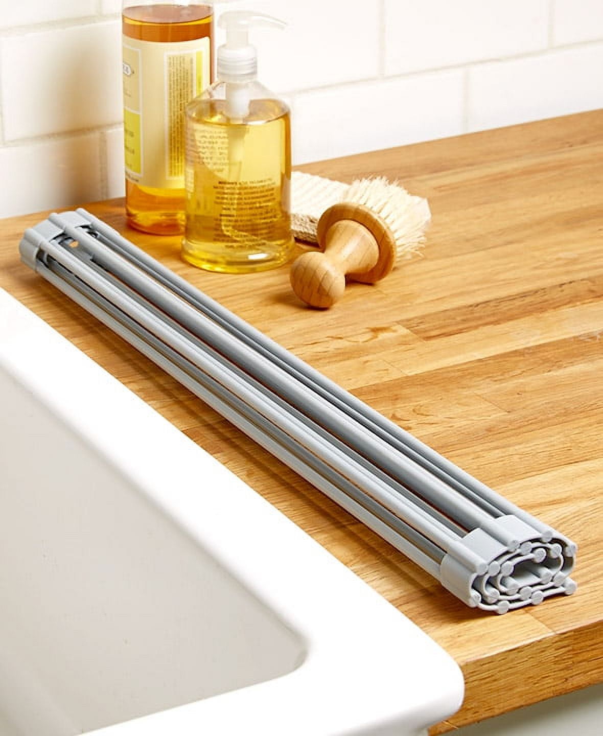 The Lakeside Collection Gray Roll-up Silicone Over The Sink Dish Rack -  Multifunction Kitchen Utensil : Target