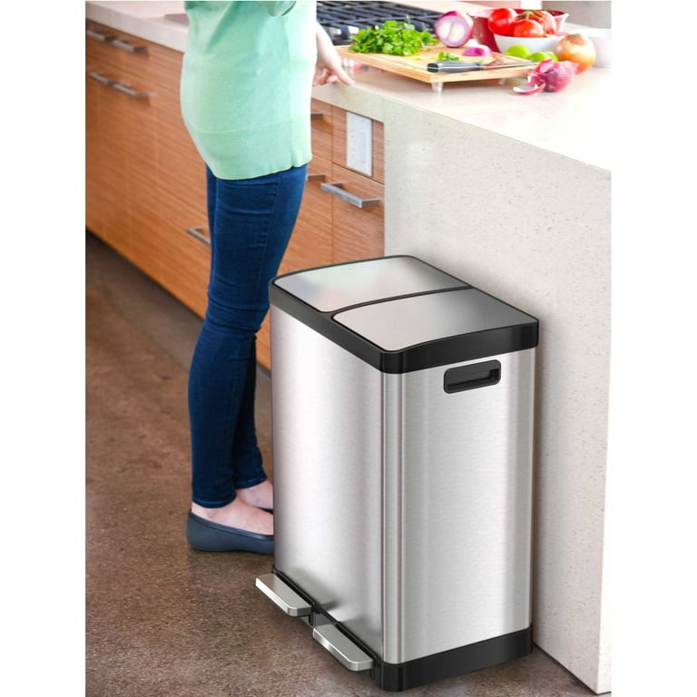 SoftStep 13.2 Gal. Stainless Steel Step Trash Can with Inner Bucket for  Office and Kitchen