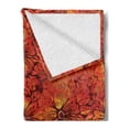 thumbnail image 2 of Batik Soft Flannel Fleece Throw Blanket, Grungy Distressed Nostalgic Victorian Style Flower Petals Romantic Female Retro Design, Cozy Plush for Indoor and Outdoor Use, 70" x 90", Orange, by Ambesonne, 2 of 5