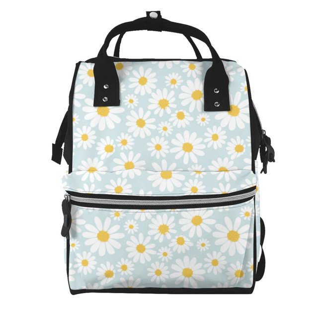 Easygdp Daisies Flowers para Bolsa de Bebé de Gran Capacidad con Múltiples Bolsillos, Bolsa de Pañales para Padres, Bolsa de Viaje Organizada y Elegante