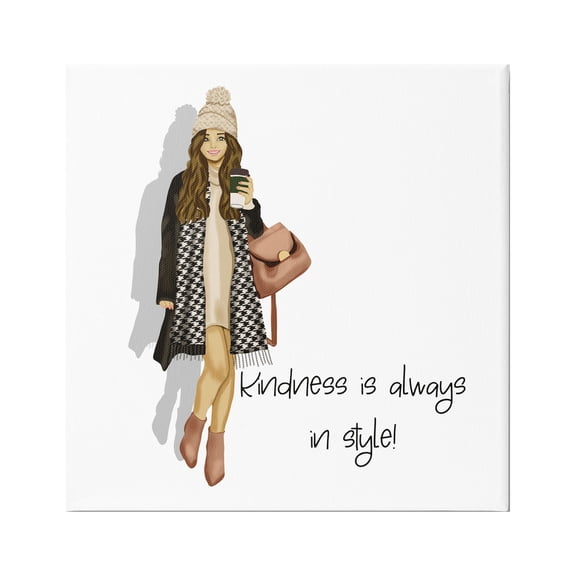 Stupell Industries Kindness Is In Style Inspirational Painting Gallery Wrapped Canvas Art Print Wall Art, 17 x 17