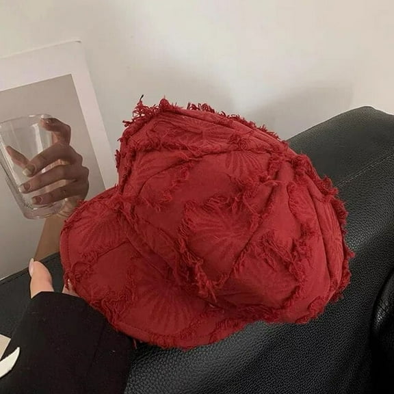SikaFu Spring and Autumn Retro Raw Edge Fringed Beret Octagonal Hat Big Head Solid Color Fashion Newsboy Hat for Women