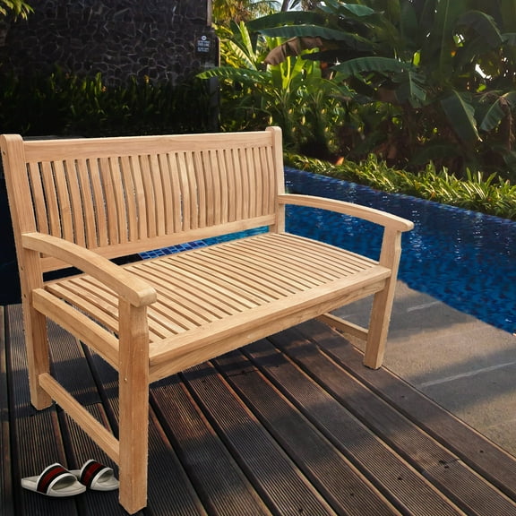 Teak Wood El Mar Outdoor Patio and Garden Bench, A-grade teak wood, 4 Foot