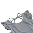 thumbnail image 3 of Summer Toddler Girls Swimwear Solid Ruffles Short Sleeve Backless Bikini Dark Orange 5-6 Years, 3 of 6