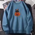 thumbnail image 1 of Pumkin-Sudadera con capucha y cuello redondo para mujer, ropa de calle de manga larga con estampado de gato y fantasma para Halloween, otoño, 1 of 4