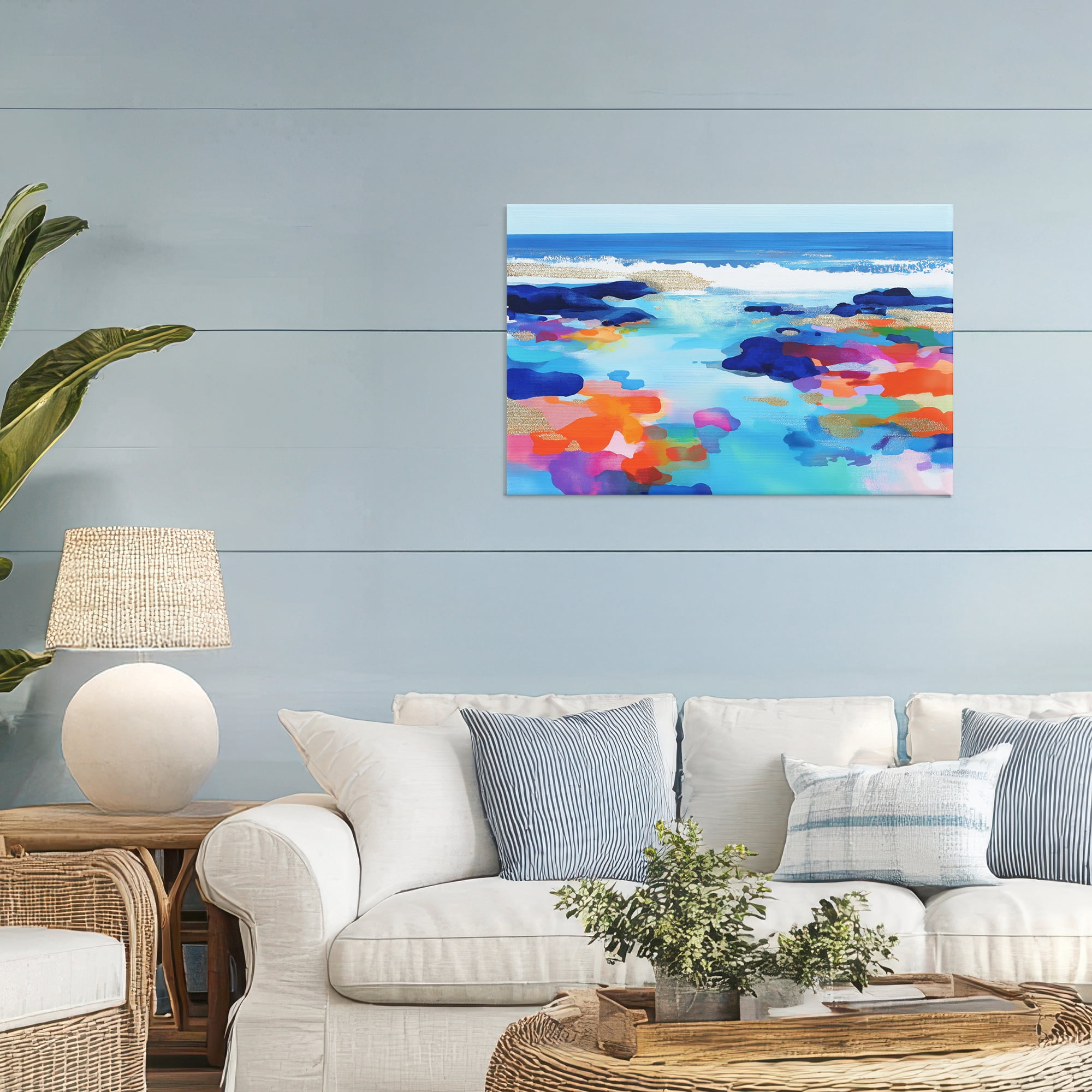 Stupell Industries Coastal Pools Overlay Abstraction Canvas Wall Art, design by Chromatic Storm Studio