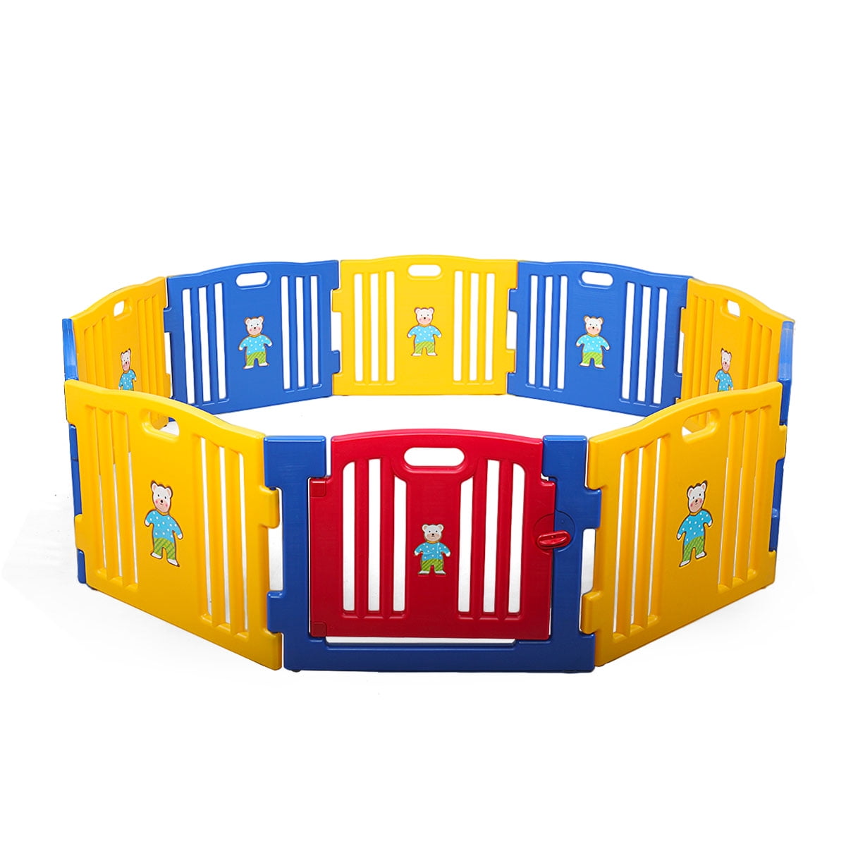 Kepooman 10-Panel Kids Foldable Safety Playpen for Baby, Multi-color