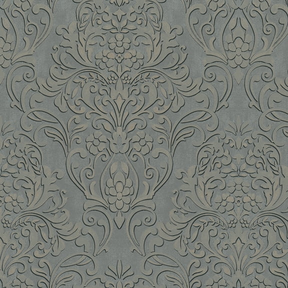 Advantage Anders Pewter Damask Wallpaper