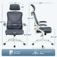 thumbnail image 3 of Alden Design High Back Ergonomic Mesh Office Chair with Adjustable Padded Headrest, White/Gray, 3 of 8