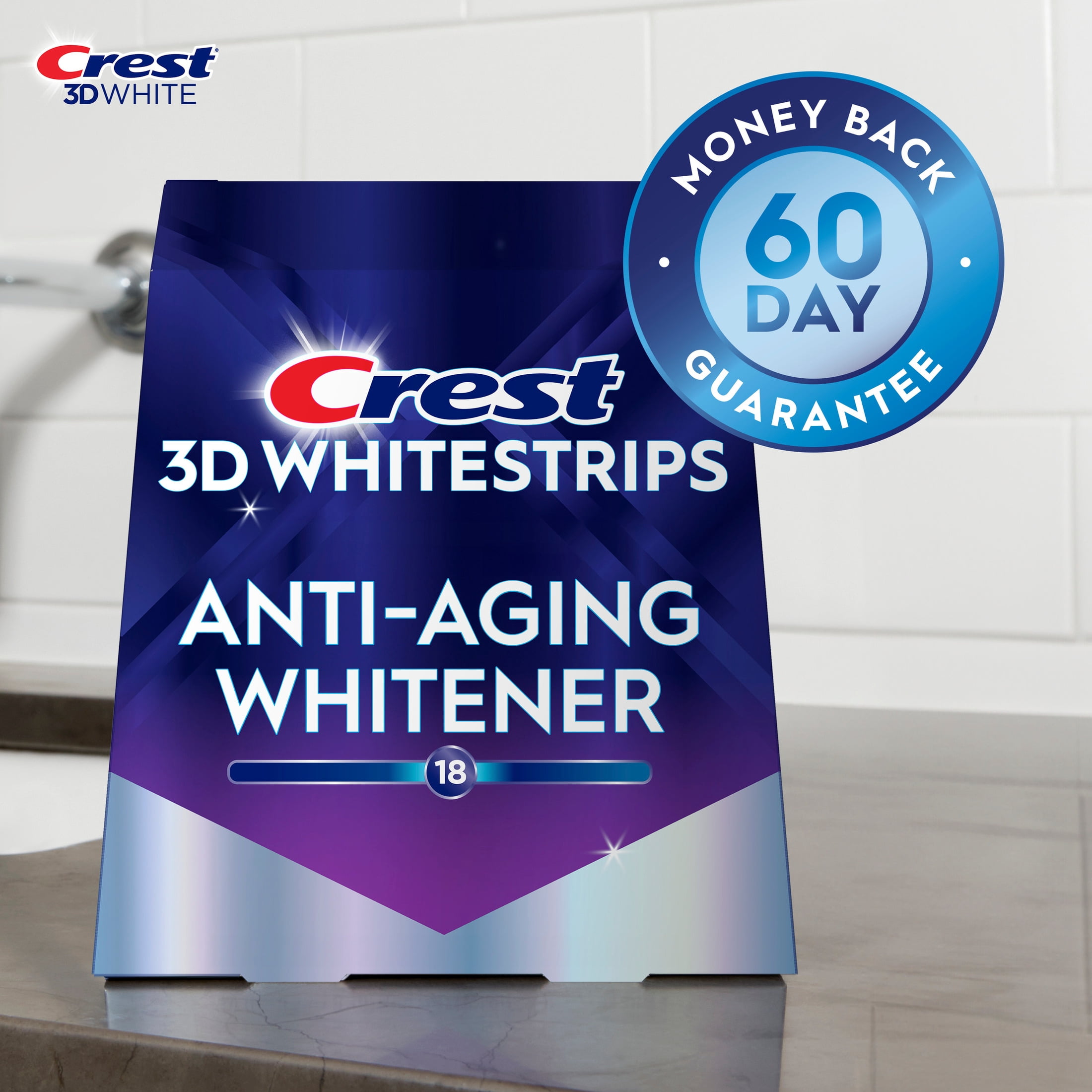 Crest Teeth Whitening Kit, 3DWhitestrips Anti‑Aging Teeth Whitening Kit, 14 Count