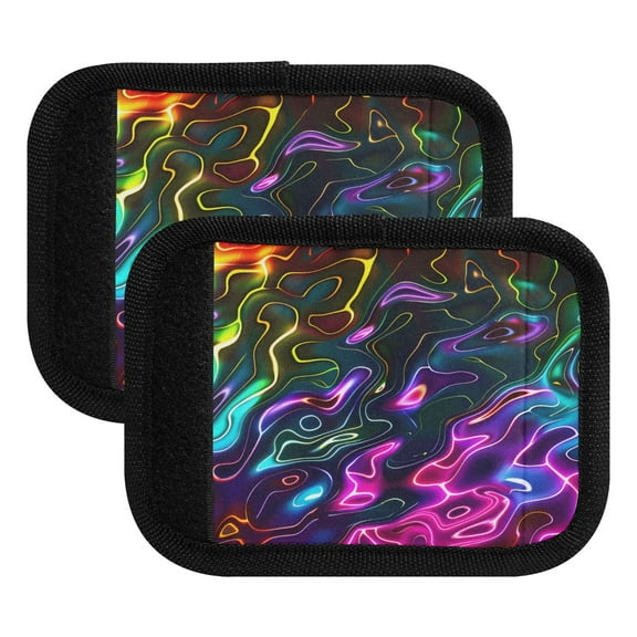 Luggage Handle Wrap for Suitcase 2 Pack Luggage Tag Identifiers for Travel Accessories Neon Ripples