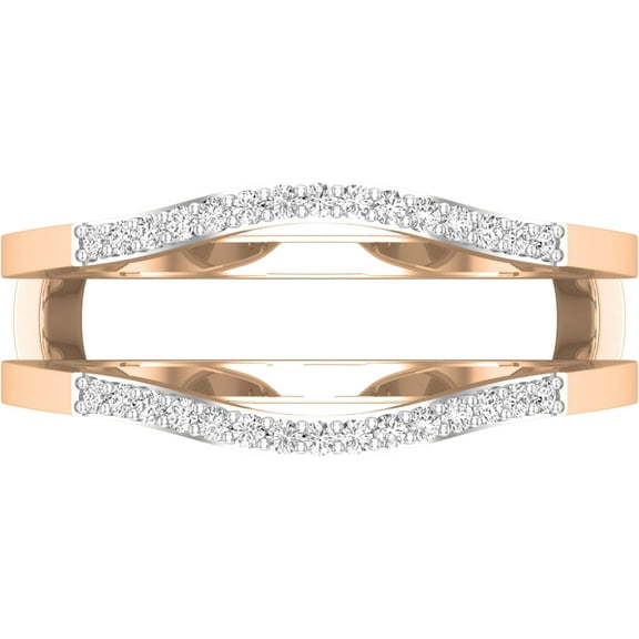 beryl_creation 14K Rose Gold Plated 1.94 Ct Round Cut White Diamond Wedding Engagement Enhancer Guard Wrap Ring 925 Sterling Silver For Women's -6.5