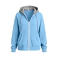 thumbnail image 5 of Kezqiaxn Zip up Hoodie Women Fashion Drawstring Long Sleeve Loose Casual Sweatshirt with Pockets Fall Winter Clothes Light Blue S, 5 of 8