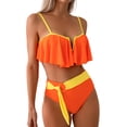 thumbnail image 3 of SUNSIOM Mommy and Me Swimsuit, Contrast Color Leaves Print Ruffled Bra with Briefs Family Matching Swimsuit 2-piece Summer Bikini Set, 3 of 6