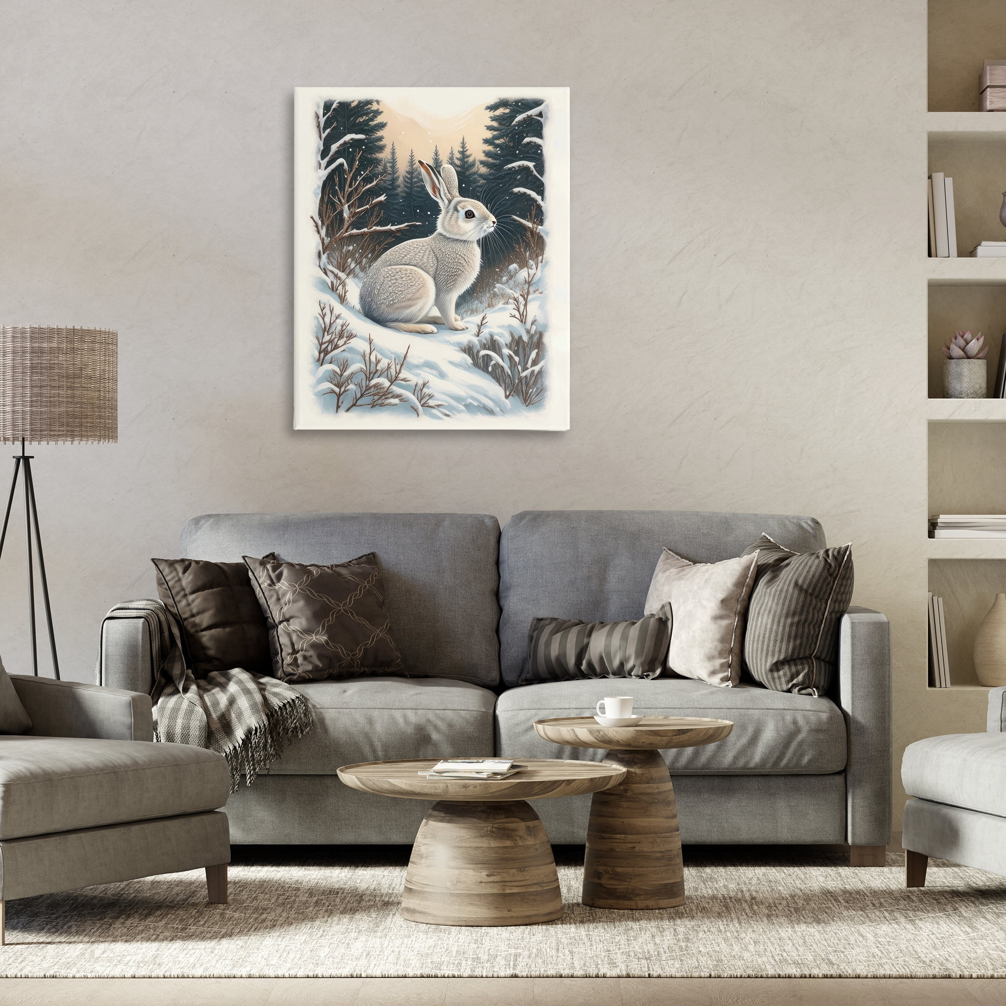 Stupell Industries Rabbit in Winter Forest Animals & Insects Painting Gallery Wrapped Canvas Art Print Wall Art, 30 x 40