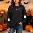 thumbnail image 4 of Atogsazn Children's Girls Halloween Sweatshirt Kids Casual Oversized Ghost Print Long Sleeve Sweaters Fall Winter Tops Black 14-15 Years Fashion, 4 of 9