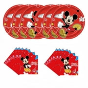 40pcs Mickey Party Supplies Include 20 Plates, 20 Napkins for the Mickey Birthday Party Decoration