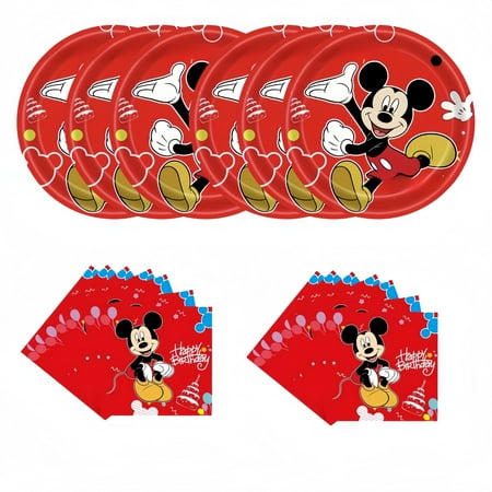 40pcs Mickey Party Supplies Include 20 Plates, 20 Napkins for the Mickey Birthday Party Decoration