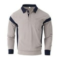 thumbnail image 2 of YOIAVAIOY Men's Solid Color Long Sleeve Shirt, Corduroy Slim Fit Lapel Pocket, Casual Fashion Style Tops Gray XXXL, 2 of 9