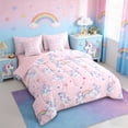 thumbnail image 2 of Erosebridal Kawaii Unicorn Kids 7-Piece Twin Bedding Sets,Pink Loves Balloon Blue Stars Print Bedding Comforter Set For Girls,Reversible Pink, 2 of 7