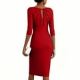 thumbnail image 5 of Women's Party Dress Evening Dress 3/4 Sleeve Fitted Elegant Cocktail Dress for Spring Fall Banquet Wedding Guest,Red,M, 5 of 6
