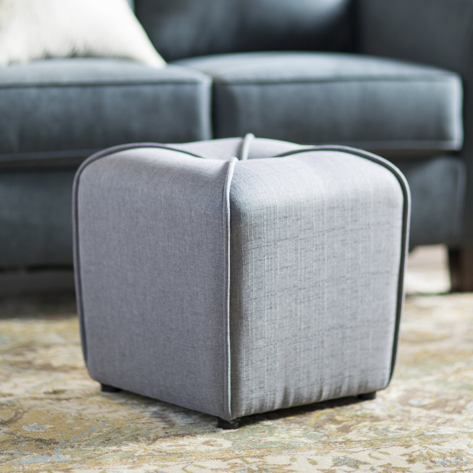 Quane 16.5" Tufted Square Cube Ottoman, Shape: Square, Weight Capacity: 150 - image 1 of 5