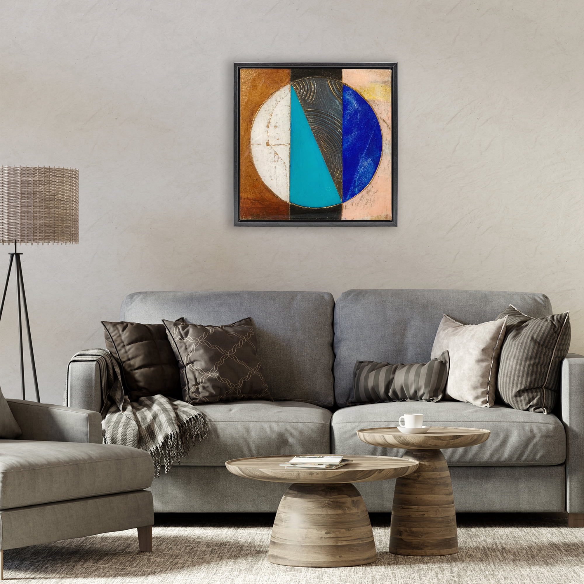 Stupell Industries Structured Circle Abstraction Black Framed Floater Canvas Wall Art, design by Matthew Finger