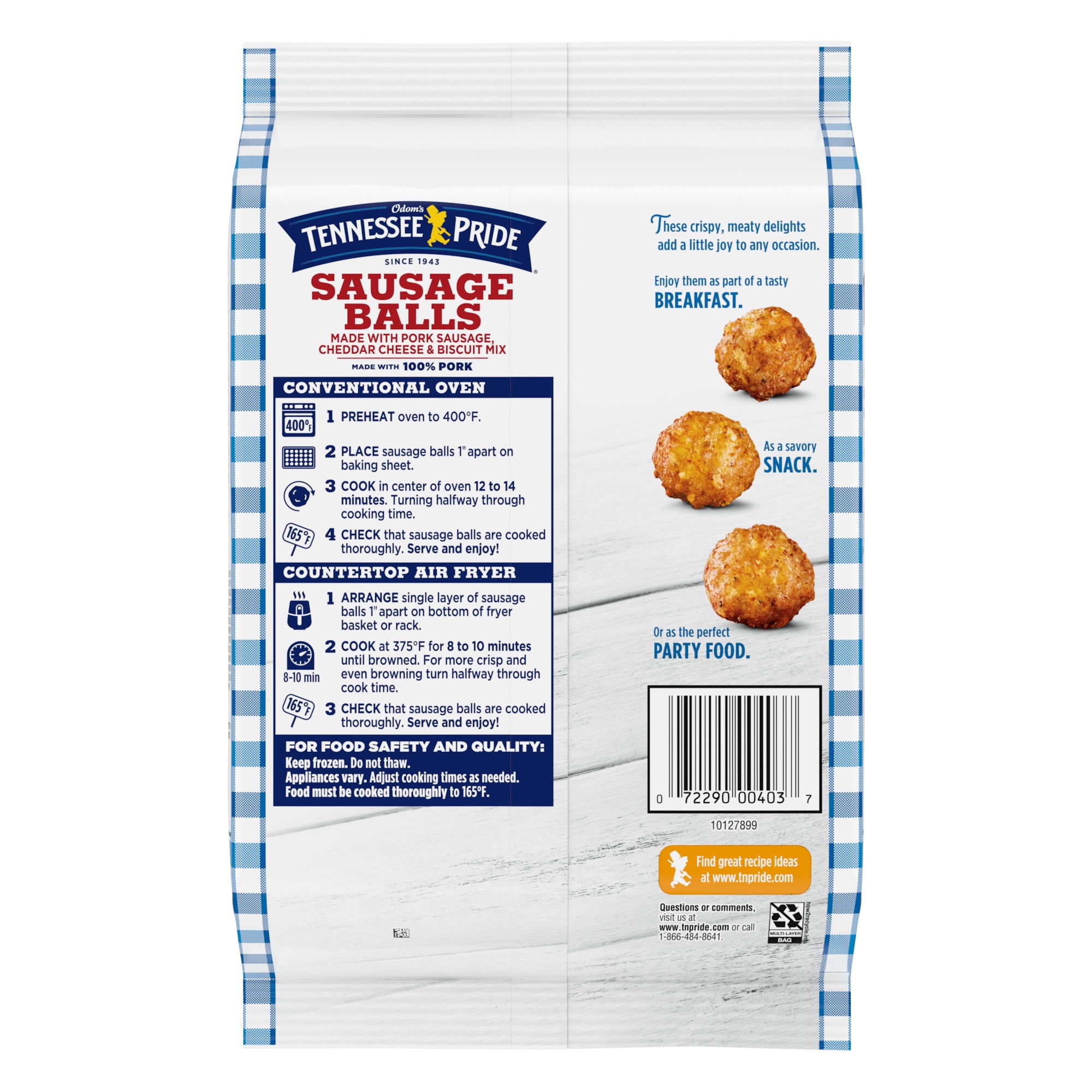 Odom's Tennessee Pride Sausage Balls, Frozen Breakfast, 24 Count (Frozen)