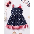 thumbnail image 4 of Girls Independence Day Dress Square Neck Bow Shoulder A-Line Flowy 4th of July Outfit for 6-7 Years, Blue Stars, 4 of 11