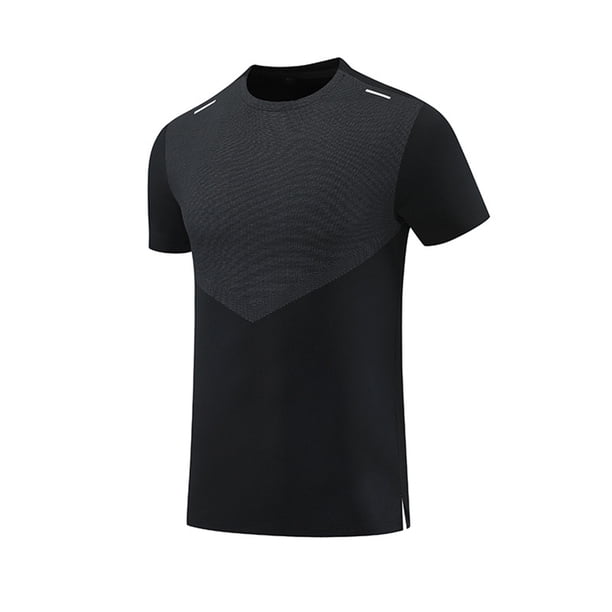 Camiseta Deportiva de Color Sólido de los Hombres, Top de Manga Corta Respirable Hielo de Verano para Correr Al Aire Libre Y Desgaste Casual, Camiseta Atlética de Humedad