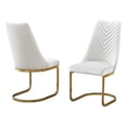 thumbnail image 1 of Chaises Latérales en Velours Crème Élégant avec Base en Chrome Doré (Ensemble de 2), 1 of 2