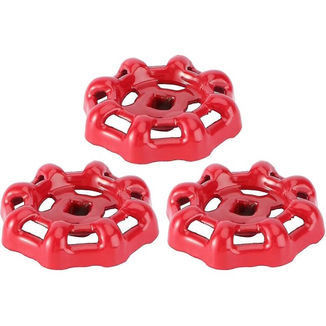 Replacement Gate Valve Handwheel Faucet Water Spigot Handle Hose Bibb Round Wheel Valve Switch Handle For Water Oil Gas(3pcs, Red)