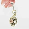 thumbnail image 3 of Navel Ring with Skull and Rose Design Antique Look 14g, 3 of 4
