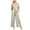 Beige, variant on Women's Loose Casual Cotton Linen Jumpsuits V Neck Sleeveless Short Sleeve Wide Leg Pants Solid Color Overalls With Pockets