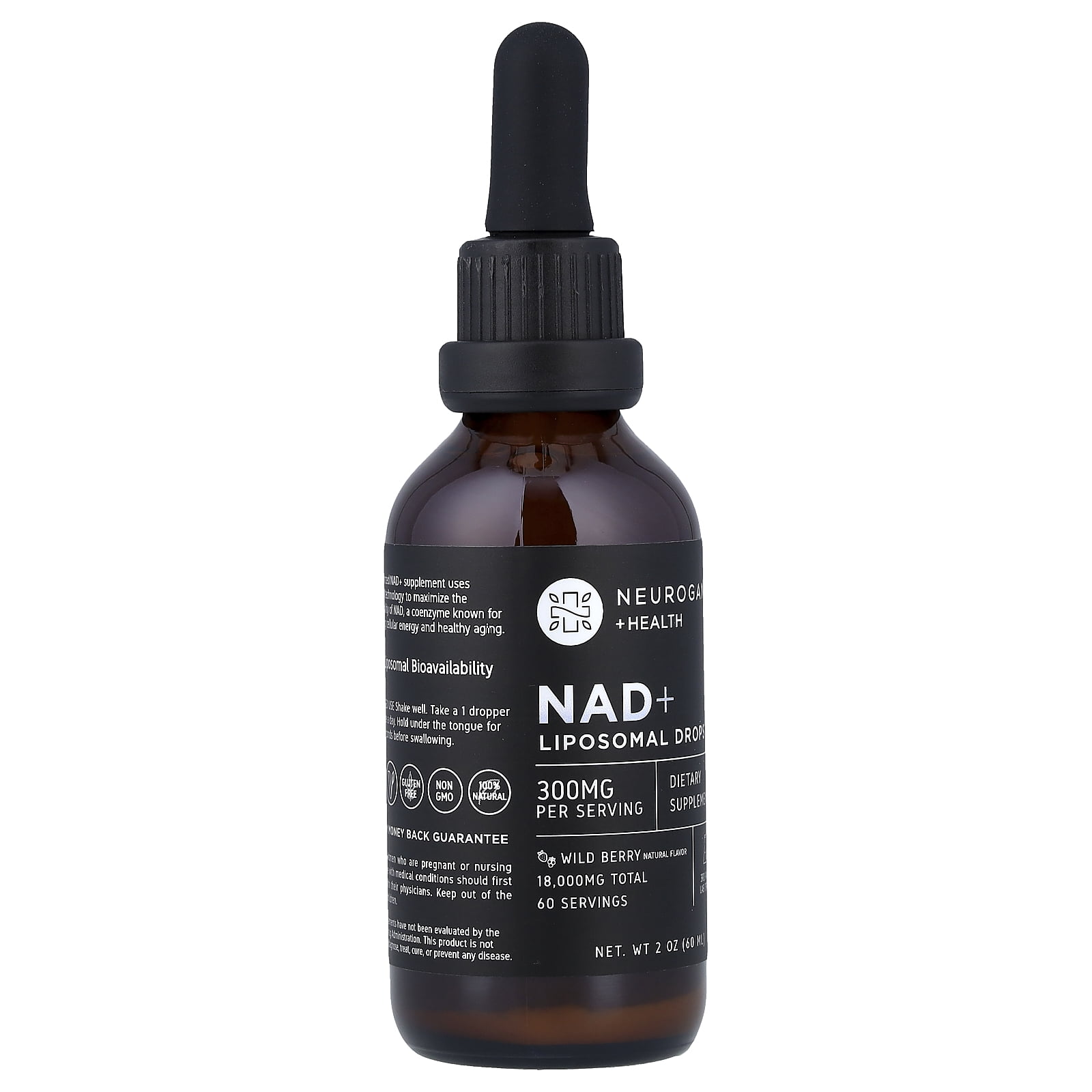 Neurogan Health NAD+ Liposomal Drops, Wild Berry, 300 mg, 2 oz (60 ml)
