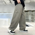 thumbnail image 4 of Cethrio Boys Casual Sweatpants, Loose Fit Open Bottom Running Straight-leg Pants with Pockets Khaki Size 14-16, 4 of 8
