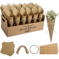 thumbnail image 1 of Cono de boda con trozos de papel de colores, 60 piezas de cono de papel kraft para boda, con bandeja de cartón de estilo portátil, utilizado para decoración de bodas, 1 of 5