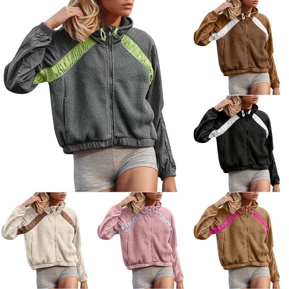 Akafmk Fall/Winter Plus Size Womens Fleece Jackets,Womens Winter Warm Coats,Solid Color Long Sleeve Loose Outdoor Sherpas Jacket Teddy Coat