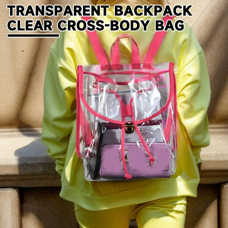 Small Clear Backpack 12x10x5.5 Stadium Approved Clear Backpacks Waterproof Drawstring Travel Casual Bag for Sports Event Concert Game Walmart