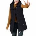 thumbnail image 2 of Wancir Women Long Vest Solid Color Sleeveless Hood Winter Puffer Vest Outwear, 2 of 8