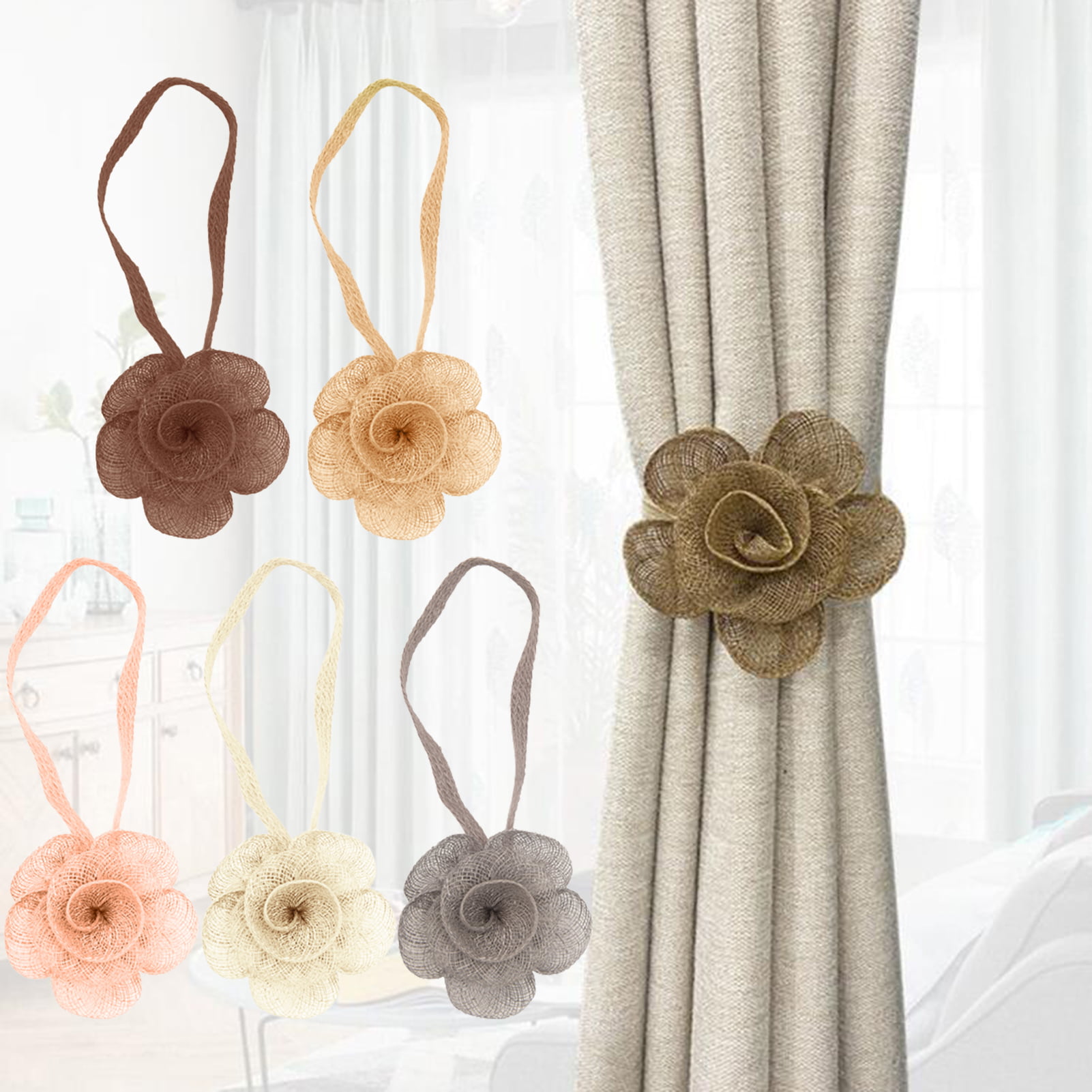 Flower Shape Curtains Tieback Magnet Curtains Buckle Silver Gold Color 