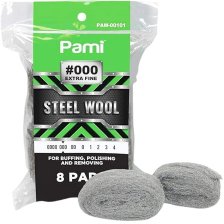 PAMI Grade #000 Extra Fine Steel Wool Pads:8 Pads