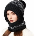 thumbnail image 6 of 3 in-1 Beanie Hat for Women, Womens Balaclava Winter, Cold Knitted Hats Thick Fleece Lined Winter Scarf Hat with Maske for(Black)（XX）, 6 of 7