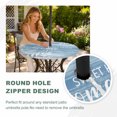 thumbnail image 4 of Round Outdoor Tablecloth with Umbrella Hole and Zipper, Vintage Sky Blue Tablecloth with Elastic Waterproof, Farmhouse Florals Leaf Coastal Sweet Home Patio Table Covers for 31" - 35" Pool Tables, 4 of 9